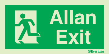 Evacuation sign, exit, left welsh/english