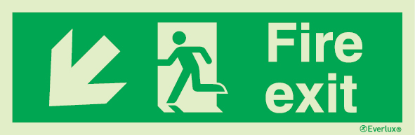 Emergency escape route sign, british standard escape route with text arrow left