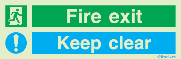 Emergency escape route sign, british standard composite escape route sign, fire exit