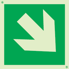 Emergency escape route sign, british standard composite escape route Diagonal Arrow