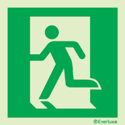 Emergency escape route sign, british standard composite escape route Exit right