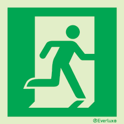 Emergency escape route sign, british standard composite escape route Exit right