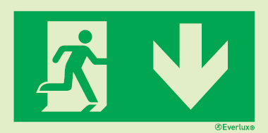 Emergency escape route sign, BS ISO 7010, arrow down