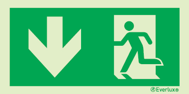 Emergency escape route sign, BS ISO 7010, arrow down