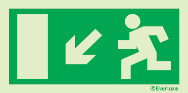 Emergency escape route sign, European Directive 92/58/EEC, arrow down left