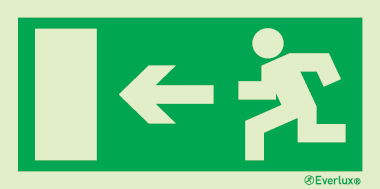 Emergency escape route sign, European Directive 92/58/EEC, arrow left