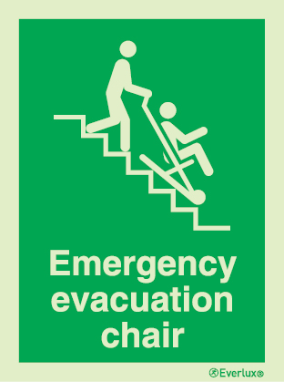 Emergency escape route sign, Vertical profile signs British standard with text, Fire exit up