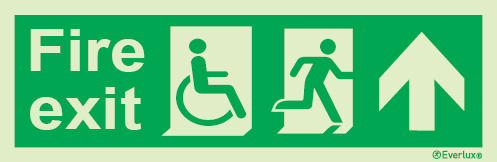 Emergency escape route sign, Escape route signs for people with reduced mobility, Fire exit up