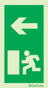 Emergency escape route sign, Vertical profile signs European council directive 92/58/EEC, Arrow left