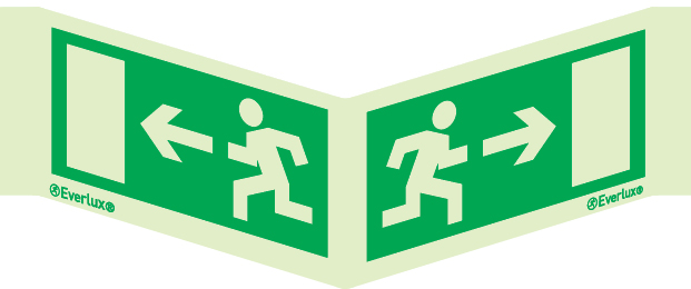 Emergency escape route sign, Panoramic signs wall mounted European directive, Arrow right