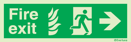 Emergency escape route sign, NHS Escape route signs, Fire exit right