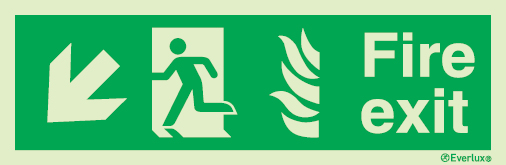 Emergency escape route sign, NHS Escape route signs, Fire exit down left