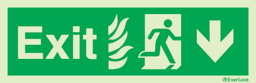 Emergency escape route sign, NHS Escape route signs, Exit down