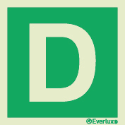 Emergency escape route signs, Numbers and letters to be used in conjunction with assembly point signs, "D"