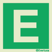 Emergency escape route signs, Numbers and letters to be used in conjunction with assembly point signs, "E"