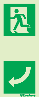 Emergency escape route sign, Door mechanism signs, Turn to open left