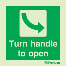 Emergency escape route sign, Door mechanism signs, Push pad to open