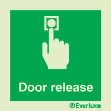 Emergency escape route sign, Door mechanism signs, Door release