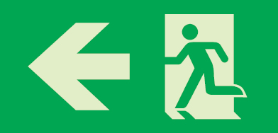 Emergency escape route sign, Self-adhesive decals for luminaires, Arrow left