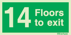 Rigid PVC stairwell signs, 14 Floors to exit