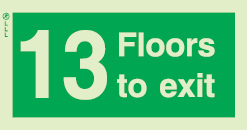 Low Location Lighting, Rigid PVC stairwell signs, 13 Floors to exit