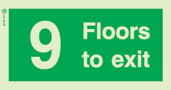 Low Location Lighting, Rigid PVC stairwell signs, 9 Floors to exit