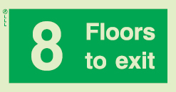 Low Location Lighting, Rigid PVC stairwell signs, 8 Floors to exit