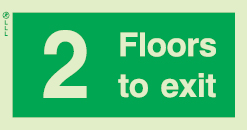 Low Location Lighting, Rigid PVC stairwell signs, 2 Floors to exit