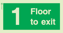 Low Location Lighting, Rigid PVC stairwell signs, 1 Floor to exit