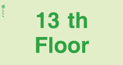 Low Location Lighting, Polycarbonate self-adhesive floor indication signs, 13th Floor