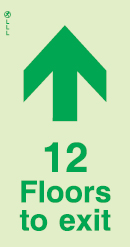 Low Location Lighting, Polycarbonate self-adhesive floor remaining signs, 12 floors to exit