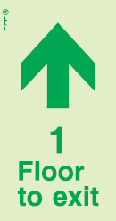 Low Location Lighting, Polycarbonate self-adhesive floor remaining signs, 1 floor to exit