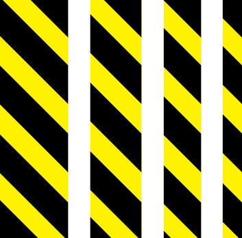 Marking strips, Self-adhesive reflective, Black and yellow