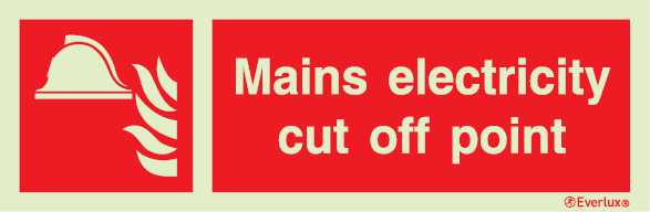 Fire-fighting equipment signs, Mains electricity cut off point