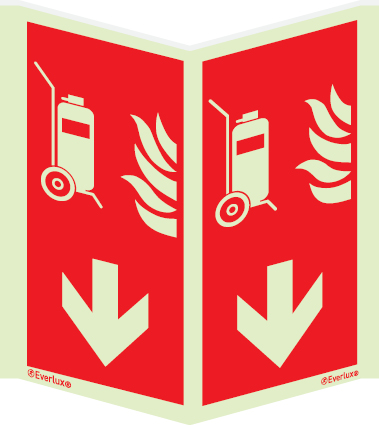 Fire-fighting equipment signs, Panoramic fire equipment signs, Mobile fire extinguisher down