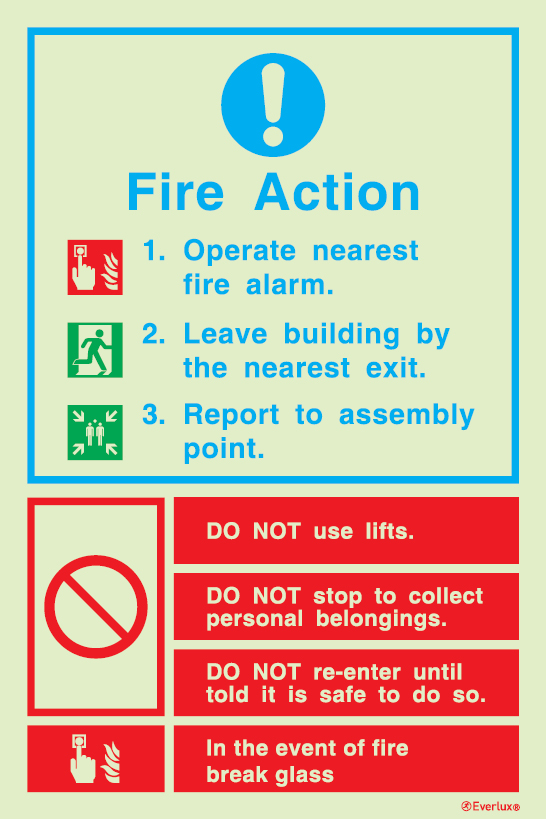 Fire action notices, Procedures in case of emergency