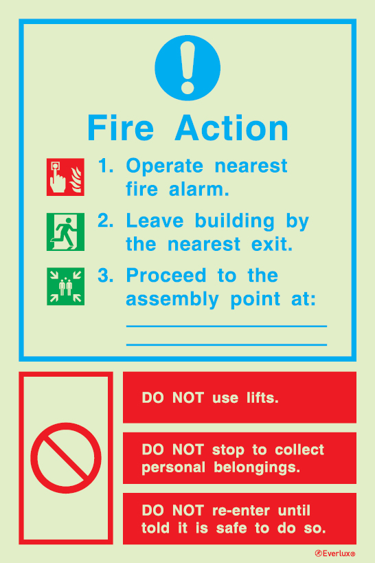 Fire action notices, Procedures in case of emergency