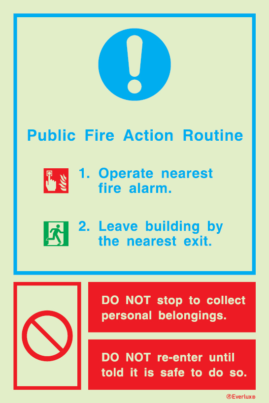 Fire action notices, Procedures in case of emergency