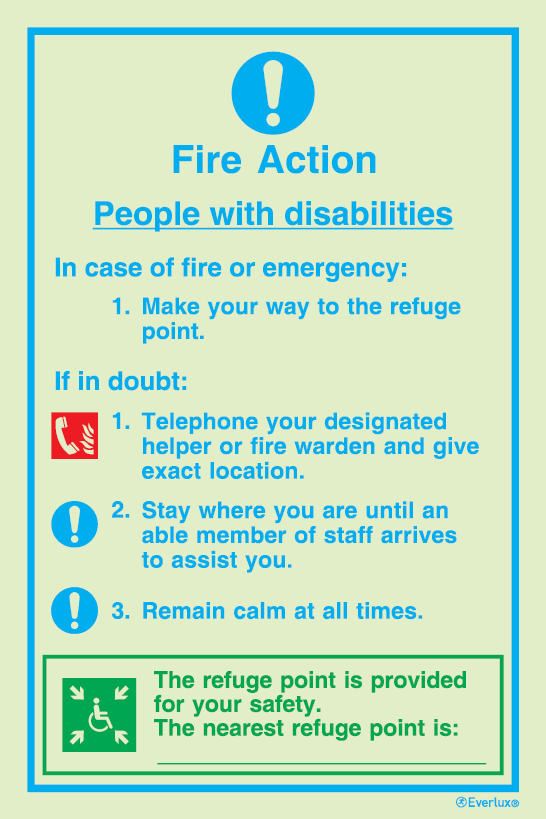 Fire action notices, Procedures in case of emergency