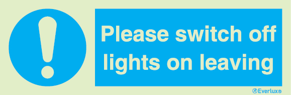 Mandatory signs, Fire door signs, Please switch off lights on leaving