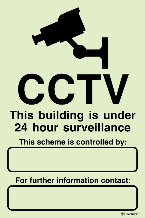 Warning signs, CCTV signage, CCTV this building is under 24 hour surveillance