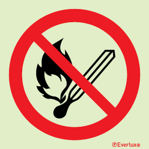 Prohibition signs, signs prohibiting dangerous actions, No naked flames