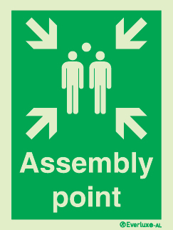 Aluminium signs, Assembly point