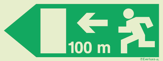 Signs for tunnels, Emergency escape route signs, left 100m