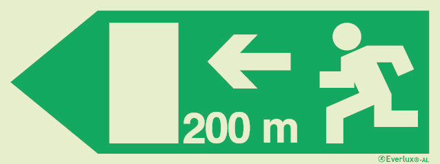 Signs for tunnels, Emergency escape route signs, left 200m