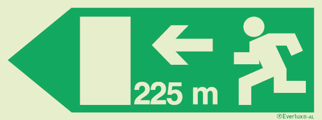 Signs for tunnels, Emergency escape route signs, left 225m