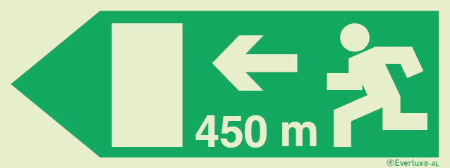 Signs for tunnels, Emergency escape route signs, left 450m