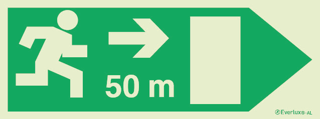 Signs for tunnels, Emergency escape route signs, right 50m