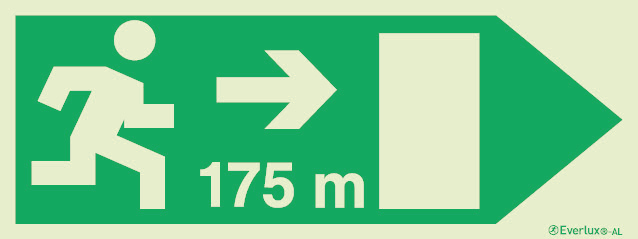 Signs for tunnels, Emergency escape route signs, right 175m