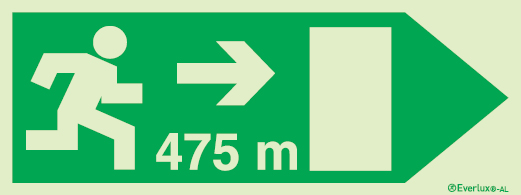 Signs for tunnels, Emergency escape route signs, right 475m